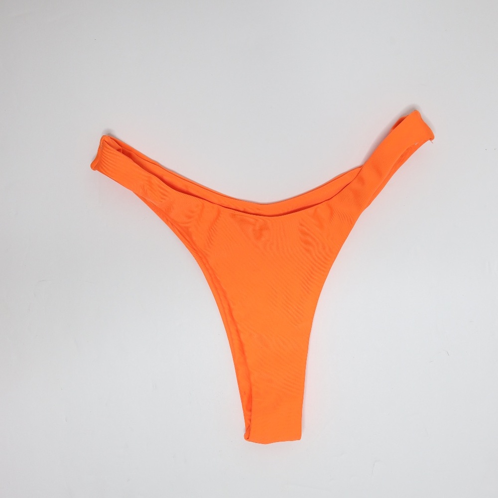 High Leg Bikini Bottoms M Orange Cheeky V-Shape